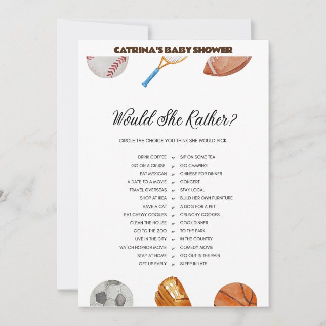 Invitation All Stars Sports Baby shower - Nom modifiable, 5x7 (Devant)