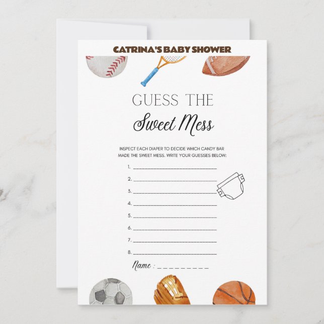 Invitation All Stars Sports Baby shower - Nom modifiable, 5x7 (Devant)