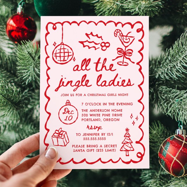 Invitation All the Jingle Ladies Girls Night Christmas Party (Créateur téléchargé)
