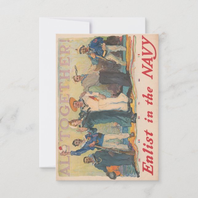 Invitation All Together! Enlist In The Navy WWI Poster (Devant)