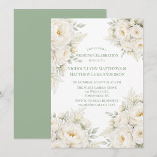Invitation All White Floral Wedding Celebration
