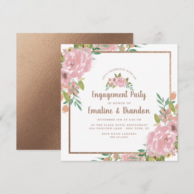 Invitation Allant Rose Vintage Dusty Pink (Devant / Derrière)