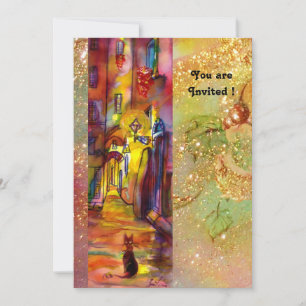 Invitation ALLÉE MÉDIÉVALE DE NUIT À FLORENCE, jaune rouge