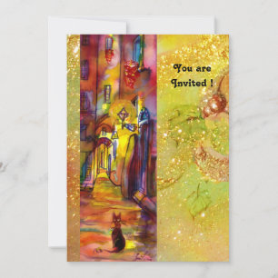 Invitation ALLÉE MÉDIÉVALE DE NUIT À FLORENCE, jaune rouge