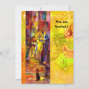 Invitation ALLÉE MÉDIÉVALE DE NUIT À FLORENCE, jaune rouge