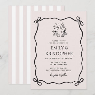Invitation Aller à la Chapelle Coquette Nœud Mariage
