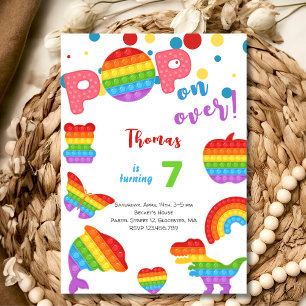 Invitation Allez-y ! Pastel pop it anniversaire enfant