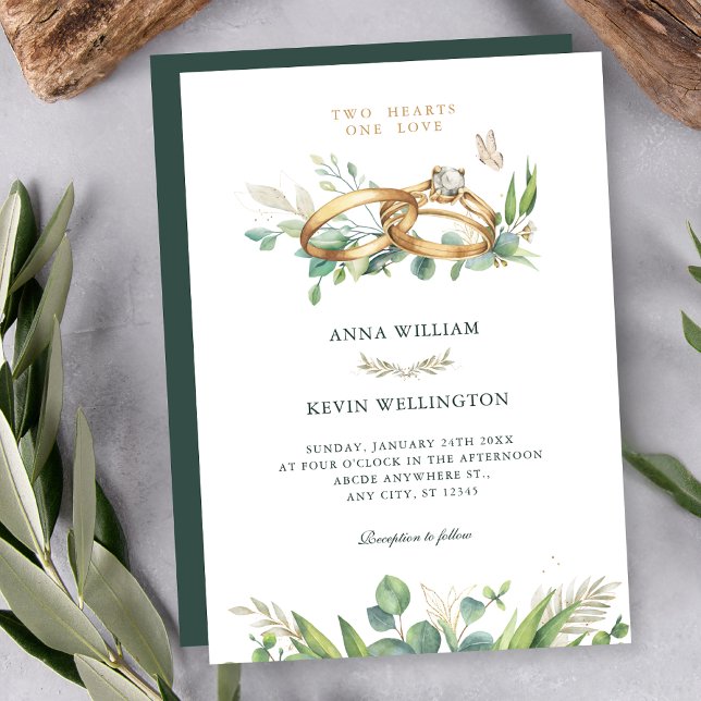 Invitation Alliance de mariage aux feuilles vertes minimalist (Créateur téléchargé)