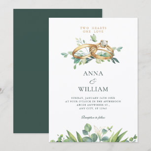 Invitation Alliance de mariage minimaliste feuilles vertes