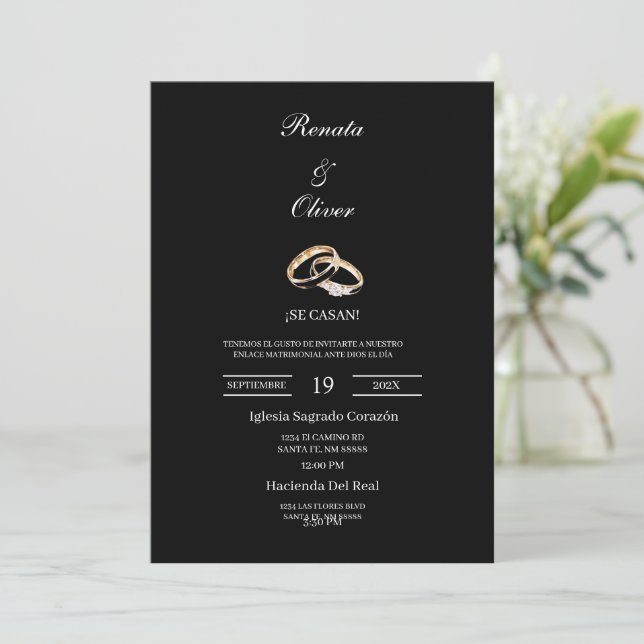 Invitation Alliance de mariage thème noir Mariage espagnol (Debout devant)