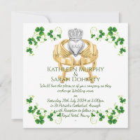 Alliance féminine Anneau de Claddagh et trèfles In