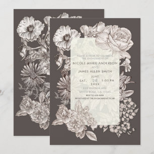 Invitation Alliance Florale Vintage Moderne Ivoire & Gris