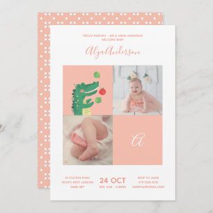 Invitation Alligator ・ Alphabet Monogramme Baby shower Cute