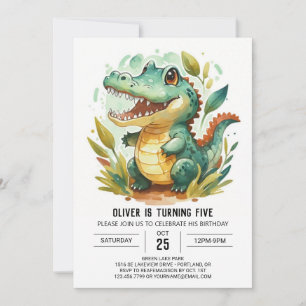 Invitation Alligator Crocodile mignon Anniversaire