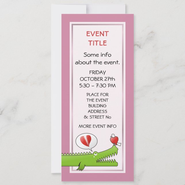 Invitation Alligator en amour (Dos)