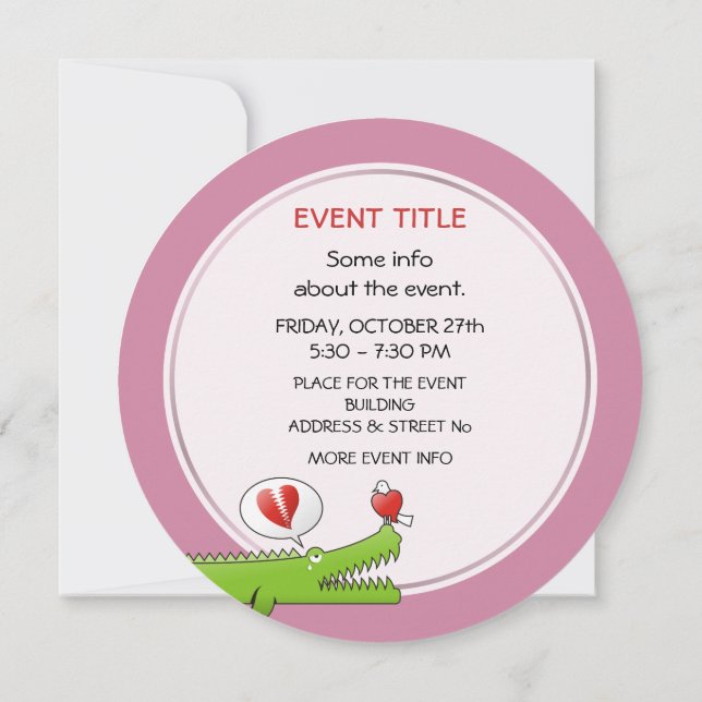 Invitation Alligator en amour (Dos)