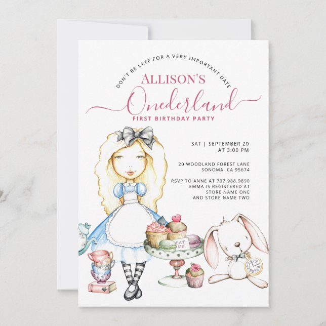 Invitation Allison's Onederland Tea Party 1er anniversaire fi (Devant)