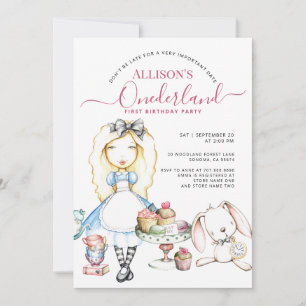 Invitation Allison's Onederland Tea Party 1er anniversaire fi
