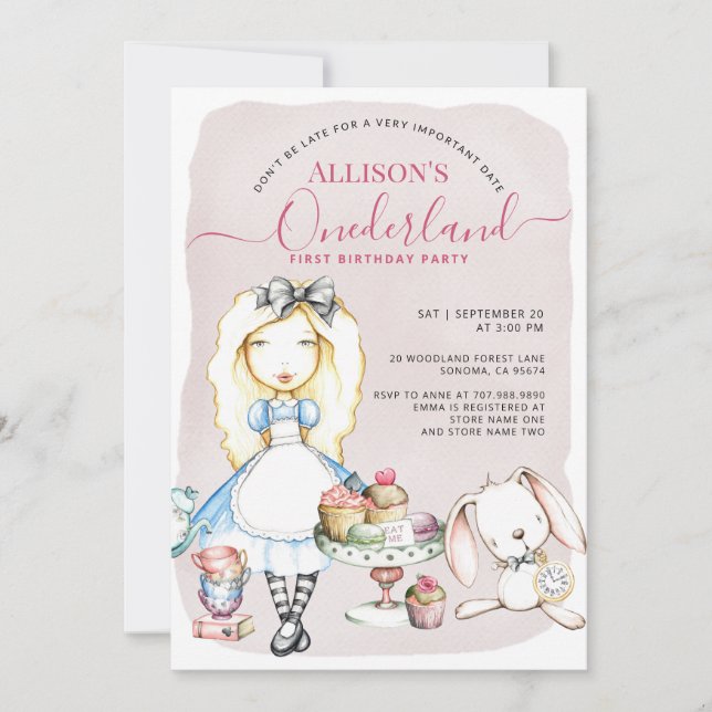 Invitation Allison's Onederland Tea Party 1er anniversaire fi (Devant)