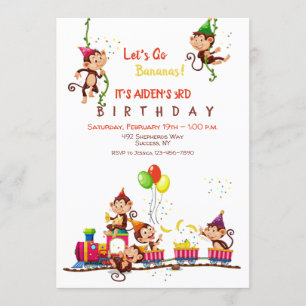 Invitation Allons faire la fête d'anniversaire des bananes