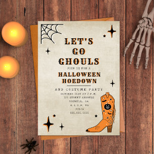 Invitation Allons Gouls Halloween Party Cowboy Boot