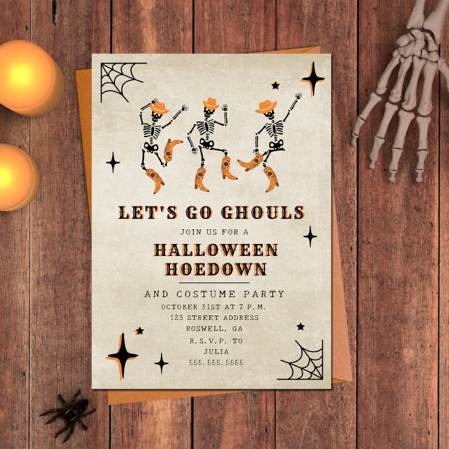 Invitation Allons Gouls Skeleton bottes fête d'Halloween (Créateur téléchargé)
