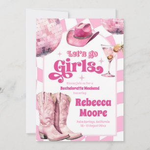 Invitation Allons la fille rose Cowgirl Bachelorette Itinérai