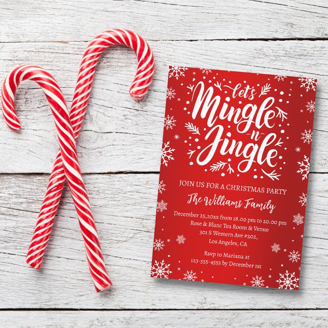 Invitation Allons nous mélanger et tinter fête de noël rouge  (Créateur téléchargé)