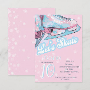 Invitation "Allons patiner" figure patinage sur glace fête d'