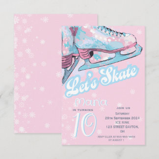 Invitation "Allons patiner" figure patinage sur glace fête d'