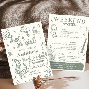Invitation Allons-y fille itinéraire de l'enterrement de vie