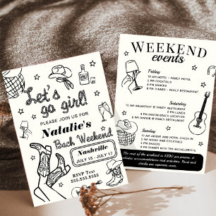 Invitation Allons-y Fille Nashville Bachelorette Itinéraire