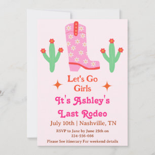 Invitation Allons-y Filles Pink Cowgirl Bachelorette Party