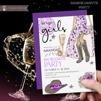 Invitation Allons-y les filles Bottes de Cowboy Boule de Disc