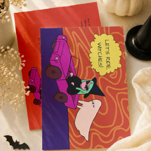 Invitation Allons-y, sorcières ! Soirée Halloween adorable