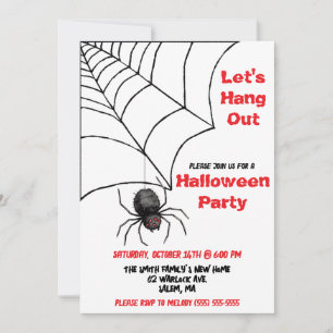 Invitation Allons-y, Spider, Spiderweb Halloween Party