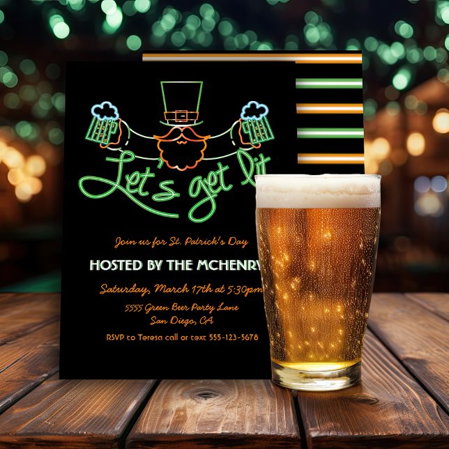 Invitation Allumons la fête Lutin de Néon Saint-Patrick (Créateur téléchargé)