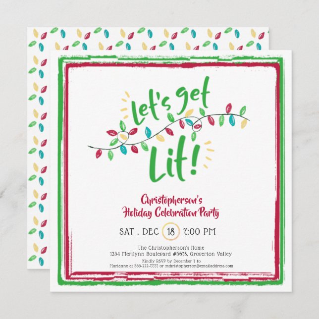 Invitation ALLUMONS-NOUS. | Lumières de vacances | Fête de va (Devant / Derrière)