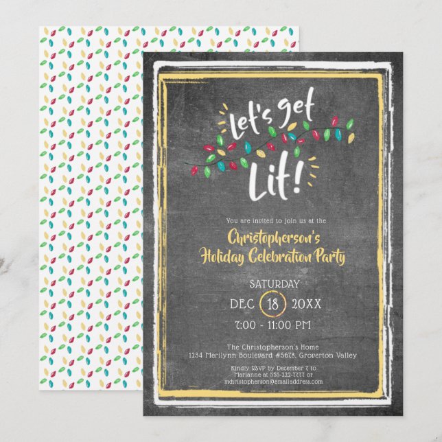 Invitation ALLUMONS-NOUS. | Lumières de vacances | Partie de  (Devant / Derrière)