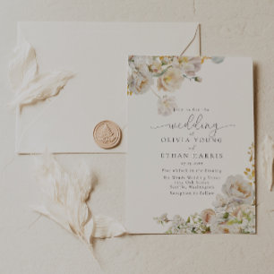 Invitation Allure - White Roses & Baby's Breath Mariage Invit