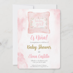 Invitation almohada Baby shower Girl en espagnol