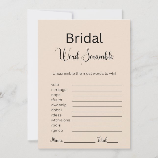Invitation Almond Brown mot nuptiale jeu (Devant)
