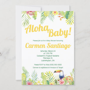 Invitation Aloha Baby !  Baby shower à thème tropical et touc