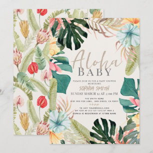 Invitation Aloha Baby Baby shower floral tropical