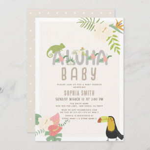 Invitation Aloha Baby Baby shower tropical floral Toucan