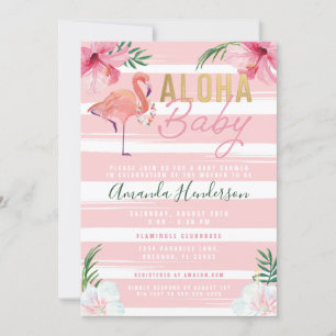 Invitation Aloha Baby Flamant rose Baby shower Invitation,