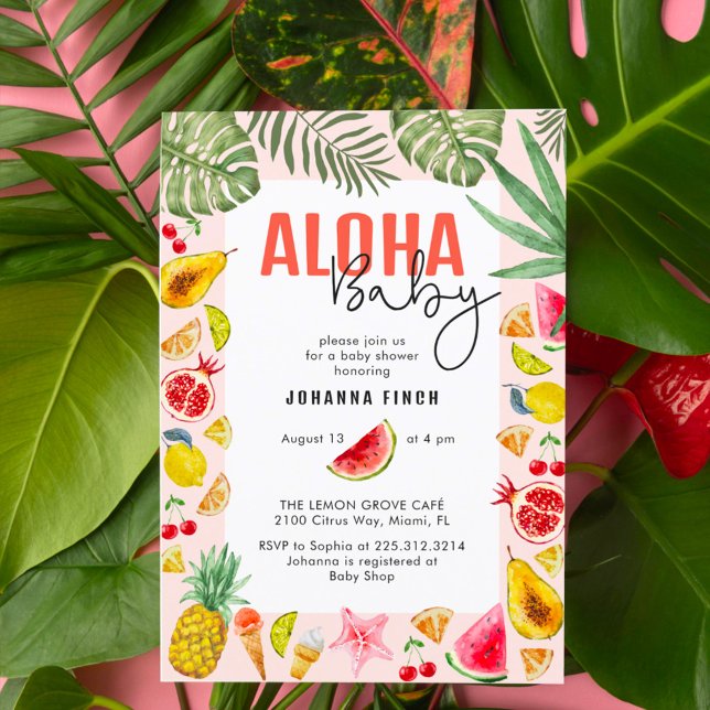 Invitation Aloha Baby Fruit Baby shower frais d'été (Créateur téléchargé)
