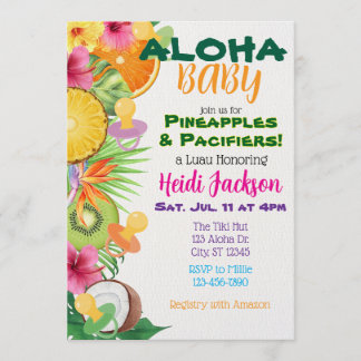 Invitation Aloha Baby, Pineapples & Pacifiers Baby Shower