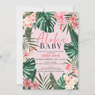 Invitation Aloha Baby rose Tropical Floral Girl Baby shower