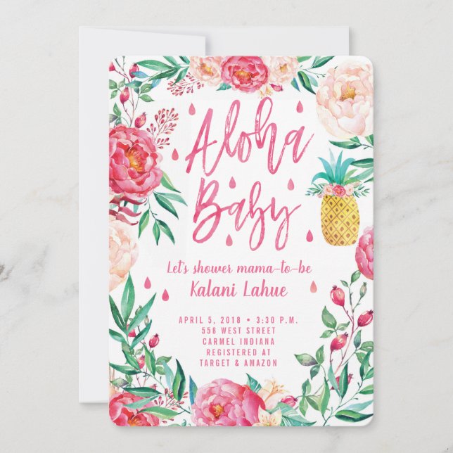 Invitation Aloha Baby shower d'ananas tropical (Devant)